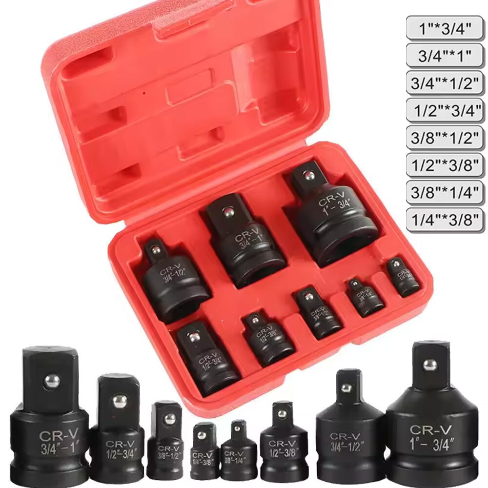 8PCS Impact Socket Reducer Adapter Set Convertor Adaptors 1/4″ 3/8″ 1/2″ 3/4″ 1″