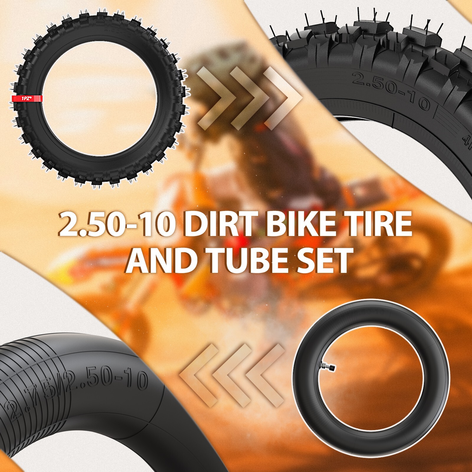 2.50 – 10″ Tire & Inner Tube For Honda CRF50F XR50R 2.50×10 2.5-10 Dirt Pit Bike