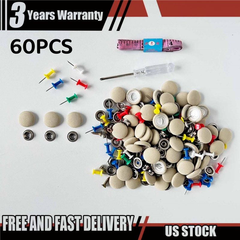 60pcs Car Roof Liner Ceiling Kit Repair Buckle Sagging Headliner Pins Snap Rivet