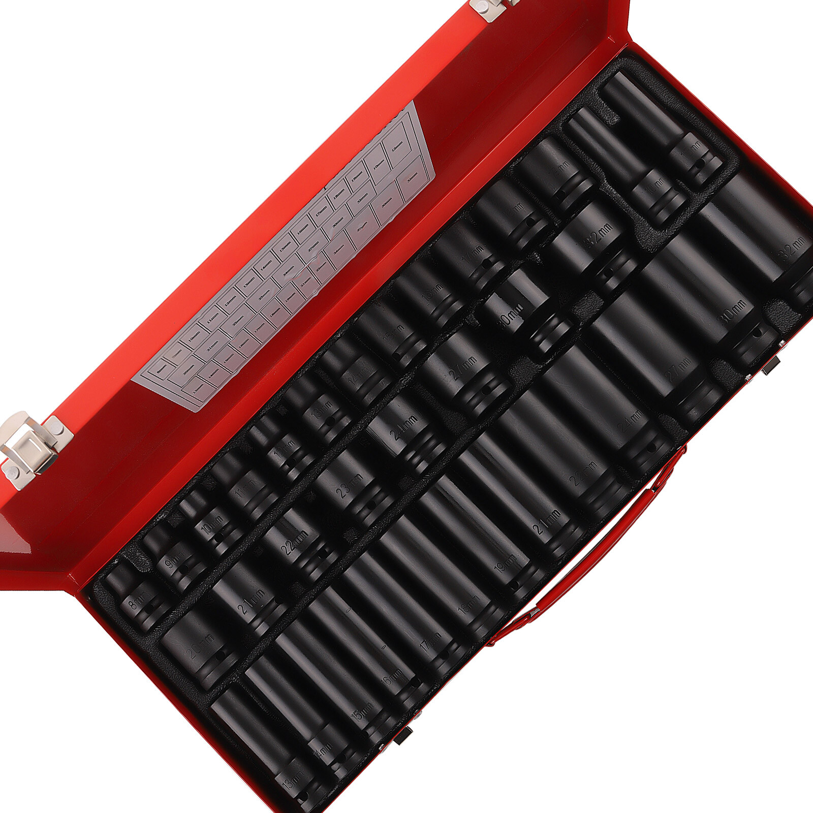 35PCS 1/2″ Deep Impact Socket Set Drive 6 Point Metric Garage Tool 8 – 32mm