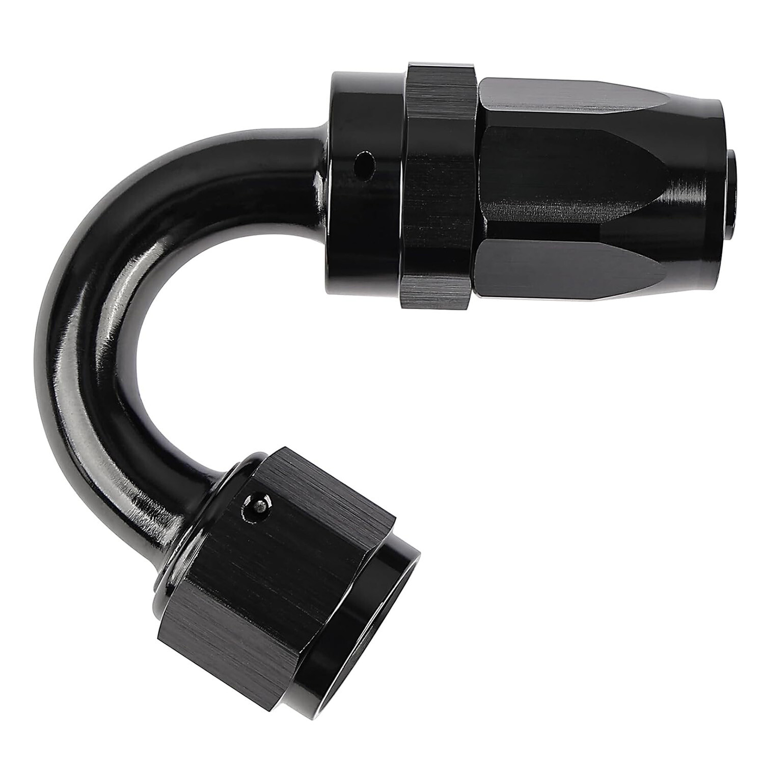 Black 6AN(9/16-18 UNF) Hose End Fitting 150 Degree Swivel for CPE Braided Hose.