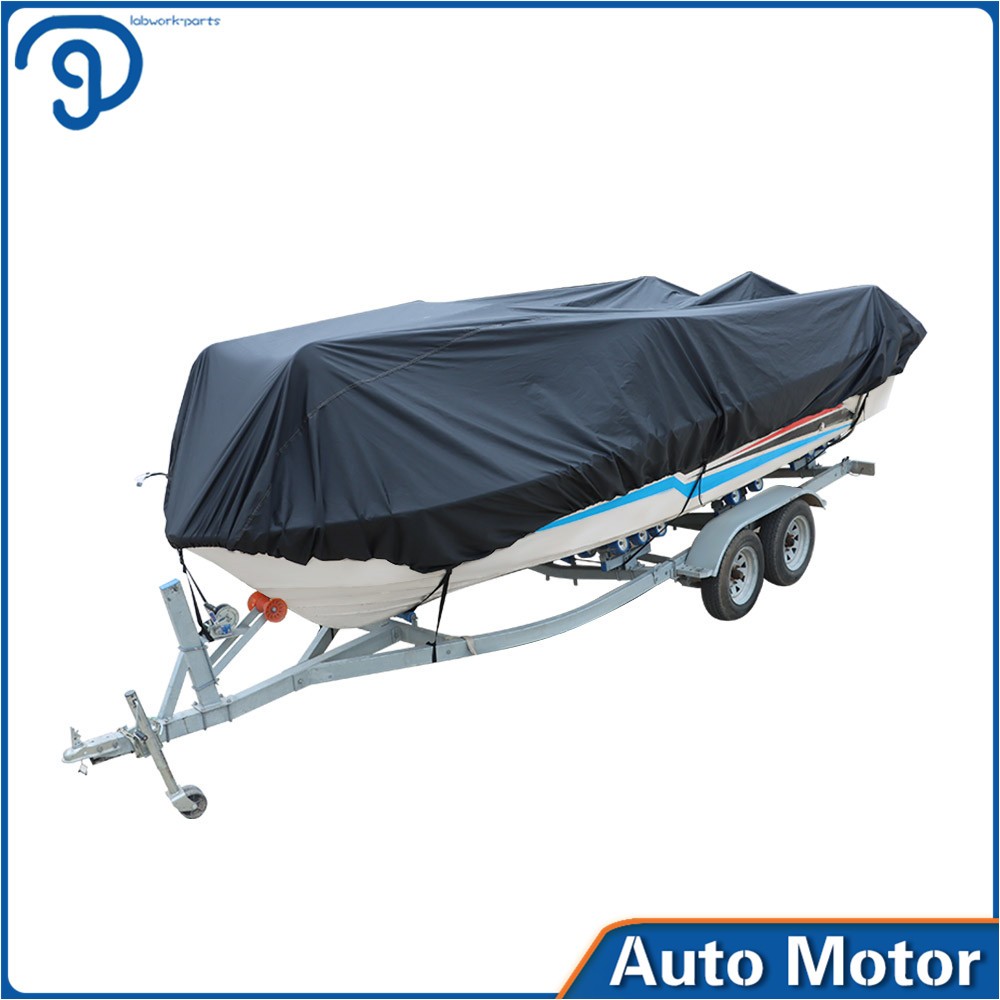 Waterproof Trailerable Boat Cover Fishing V-Hull Runabout 11-13FT New Black