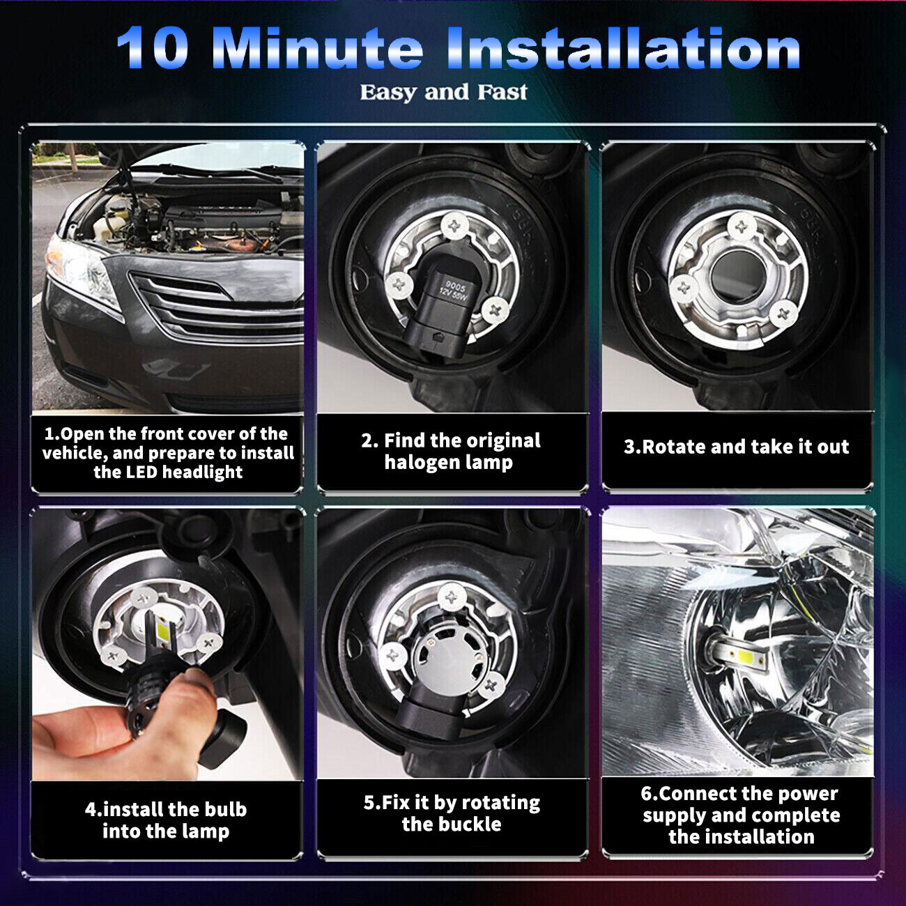 4x H7 LED Combo Headlight Bulb High Low Beam Kit 8000K Super Bright White