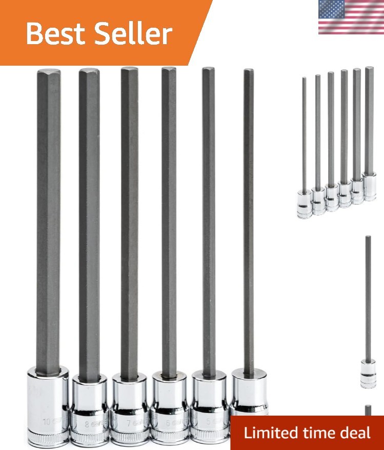 6 Pc. 3/8″ Drive Long Length Hex Bit Socket Set, Metric – 82554