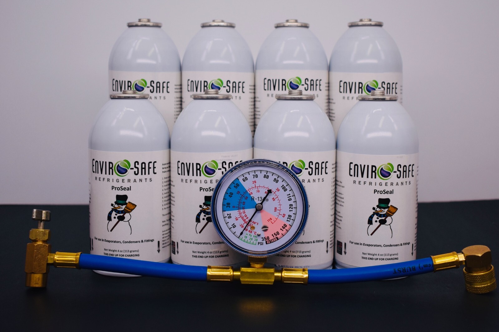 Proseal, Envirosafe Proseal, 8 cans (4oz, 113 grams) with 134a Brass Gauge