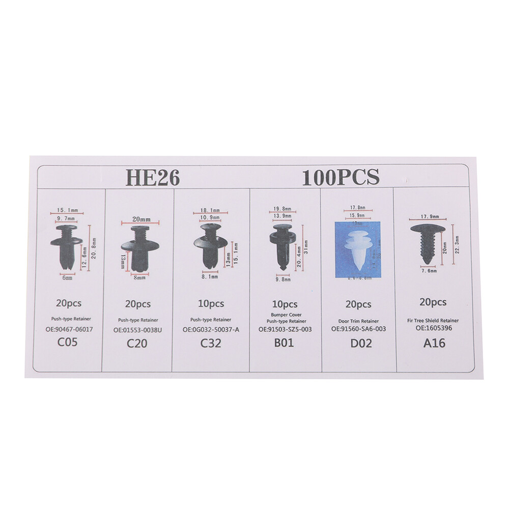 100 Pcs Car Retainer Clips Kit Universal Car Bumper Clips and Fasteners