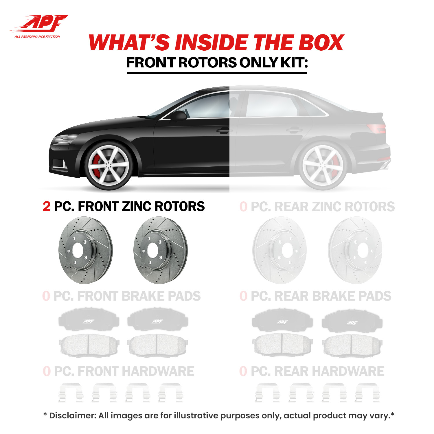 Front Zinc Drilled/Slot Brake Rotors for Hyundai Veloster 2013-2017