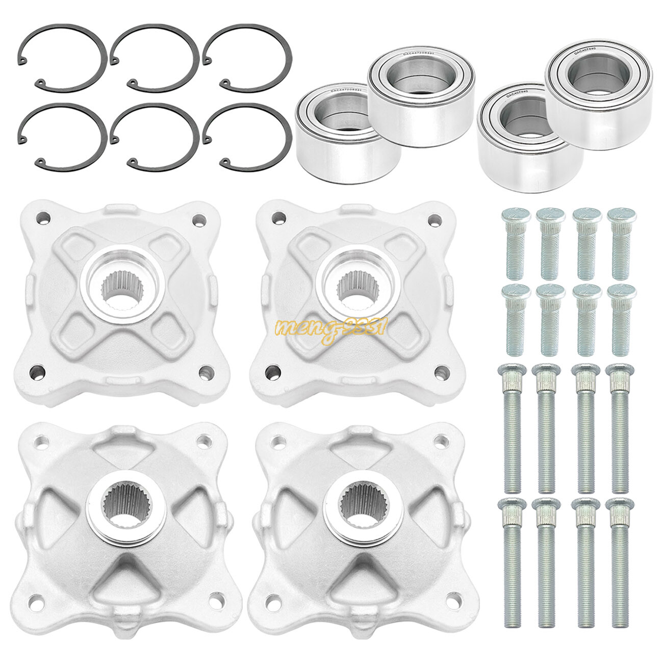 Front &Rear Wheel Hubs &Bearings & Studs for Polaris RZR-800 RZR-800-S 2008-2014