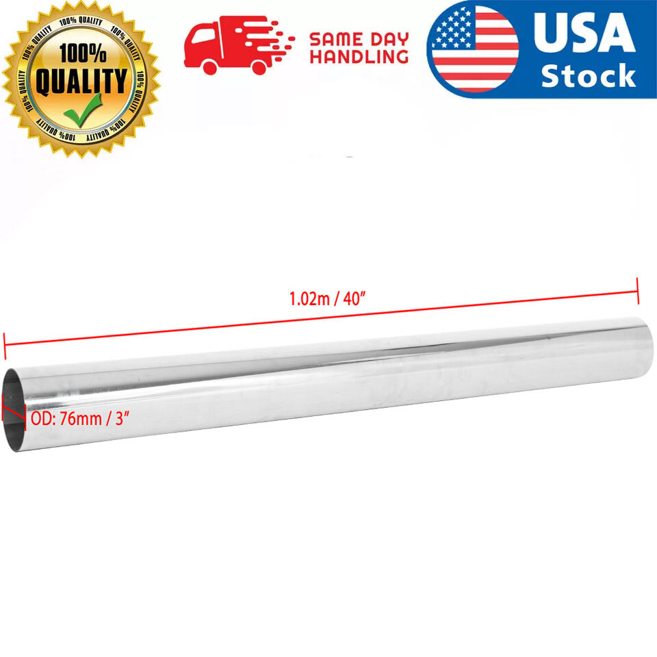 3″ Inch 76mm T304 Stainless Steel Straight Exhaust Pipe Tube Piping Tubing