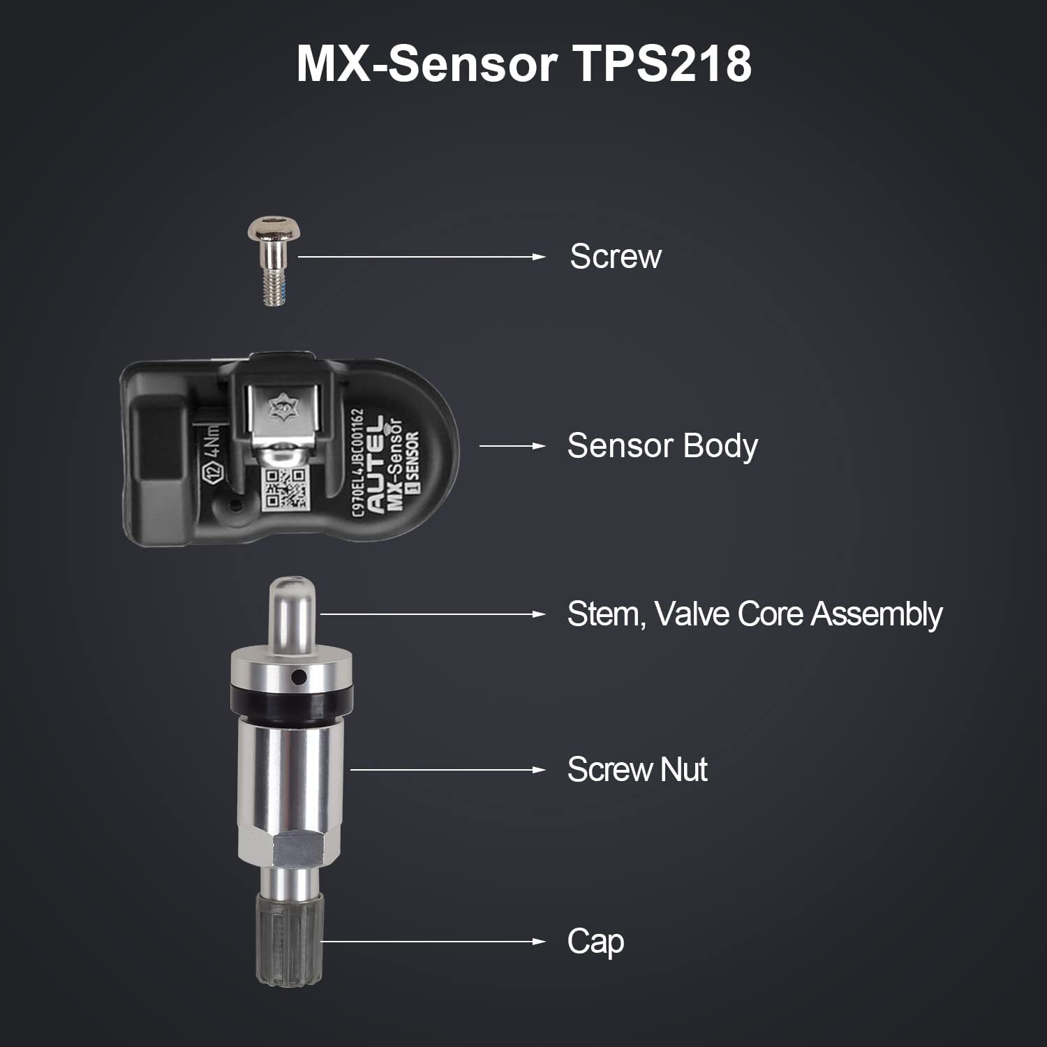 4pcs Autel MX-Sensor 315&433MHz Programmable TPMS Universal Tire pressure Sensor