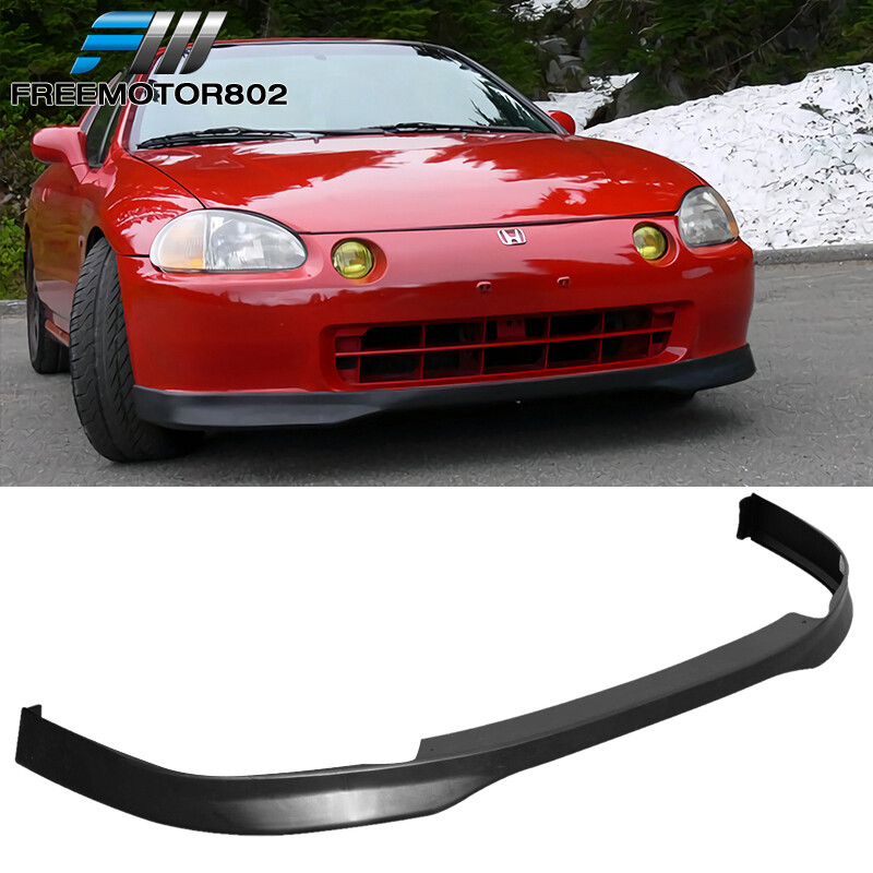 Fit 93-97 Civic Del Sol PP Type R Style Unpainted Black Front Bumper Lip Spoiler