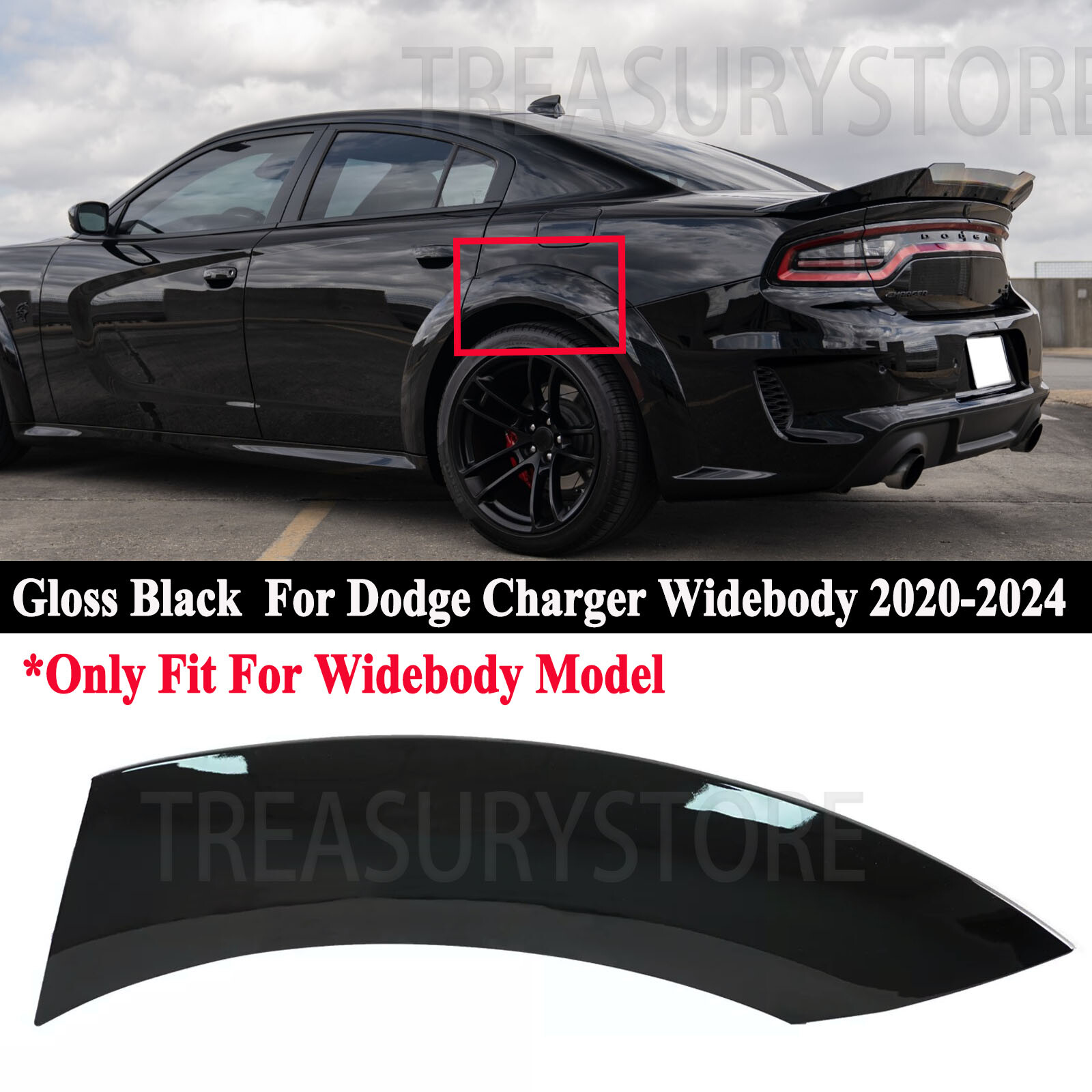 For Dodge Charger Widebody 20-24 Gloss Rear Left Wheel Trim Upper Flare Molding