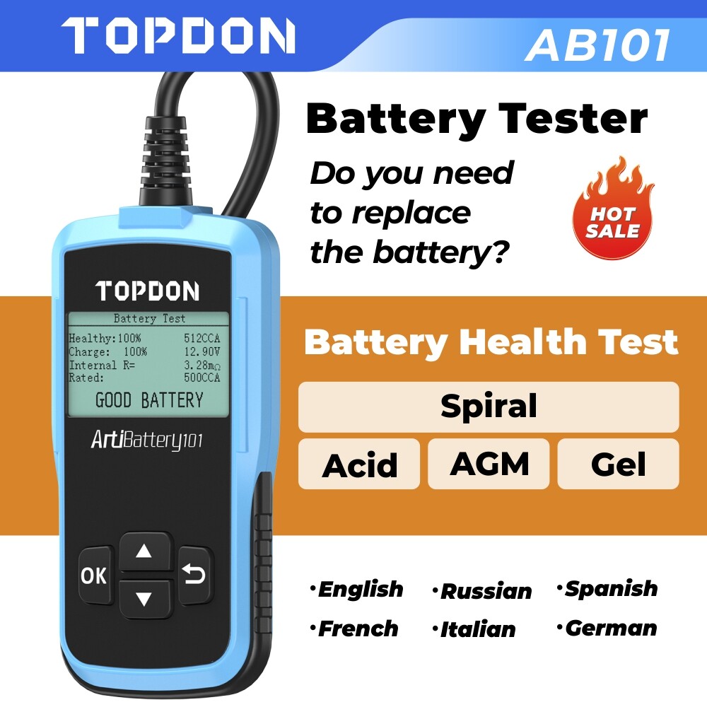100-2000CCA TOPDON AB101 12V Car Battery Tester Automotive Battery Analyzer