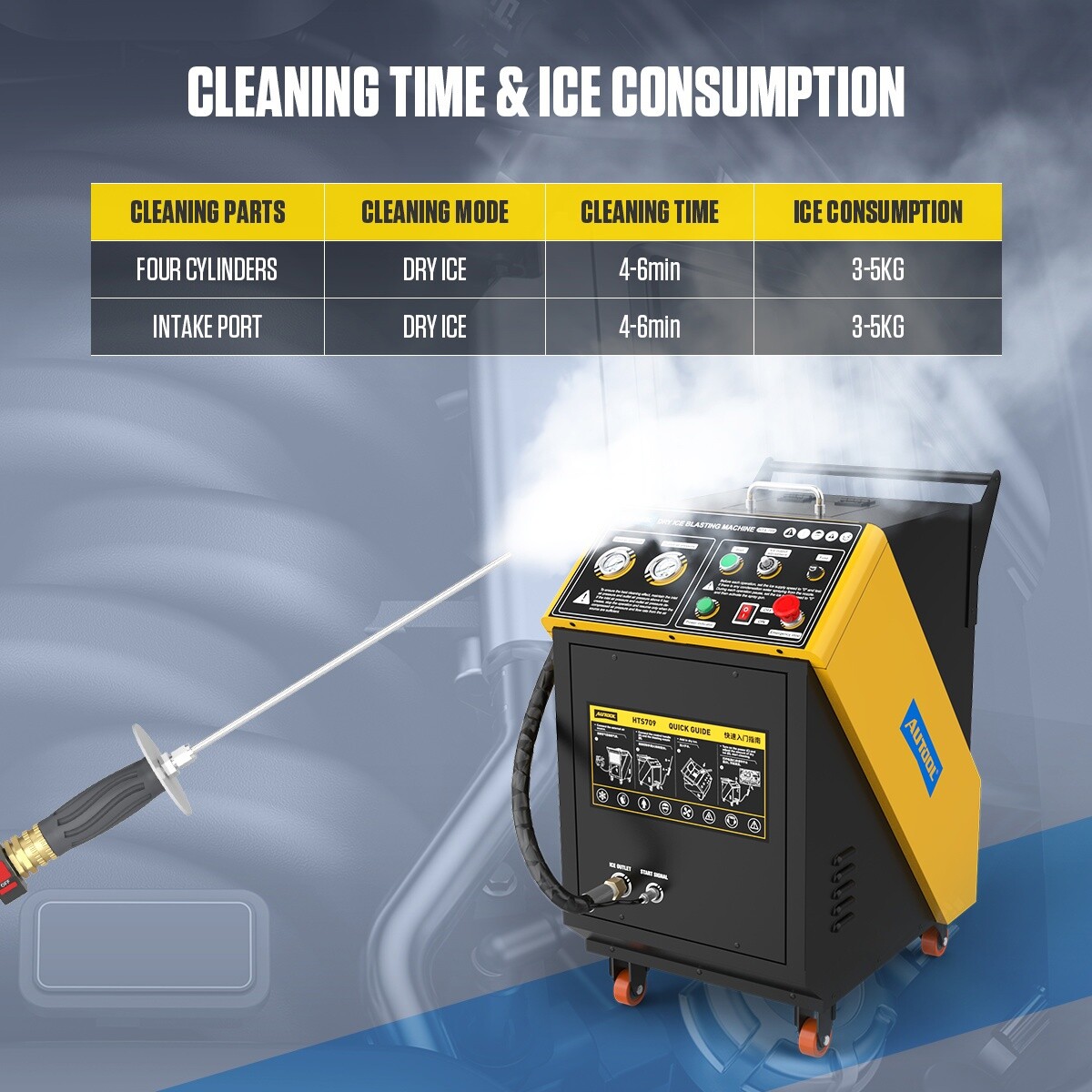 AUTOOL HTS709 Dry Ice Blaster Cleaning Machine Car Commercial Dry Ice Cleaner