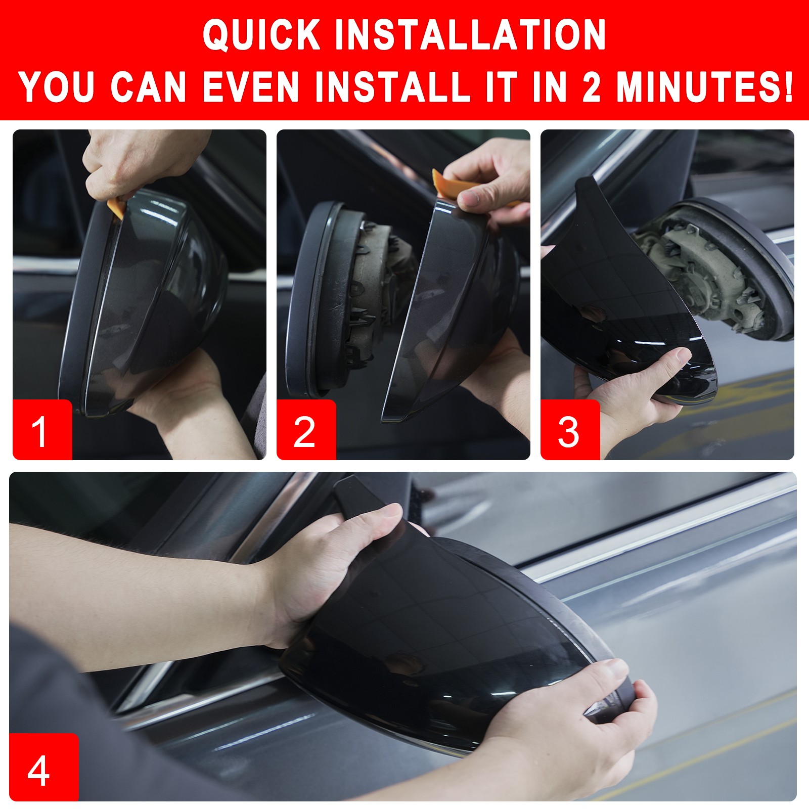 Pair For BMW E90 E91 E92 E93 PRE-LCI Gloss Black M3 Style Side Mirror Cover Caps