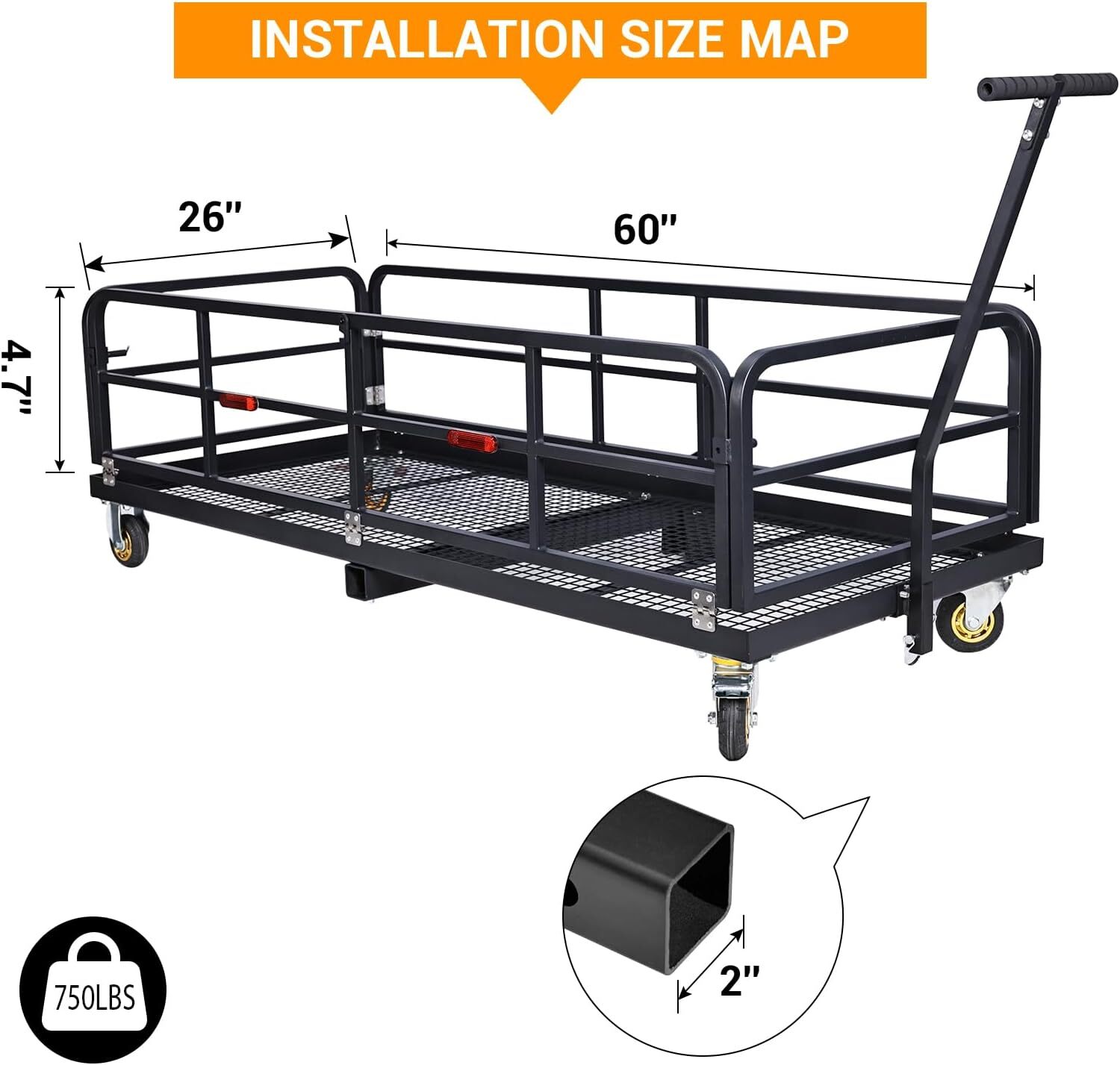 750Lb HitchMounted Cargo Carrier-Rear Luggage Carrier for 2″Receiver,Truck,SUV