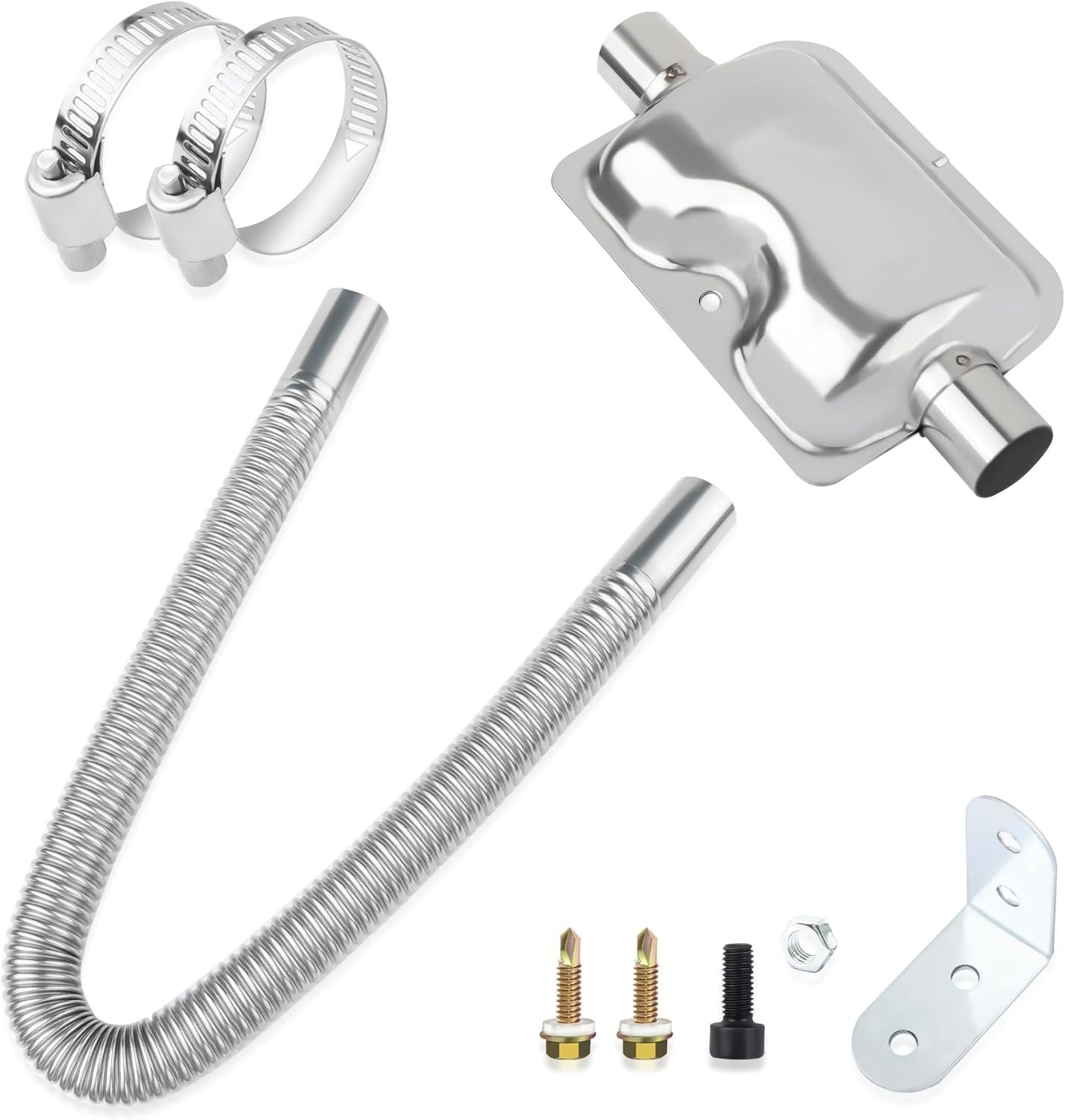 25mm/0.98″ Diesel Heater Exhaust Pipe with Silencer Muffler,Stainless Steel Pipe