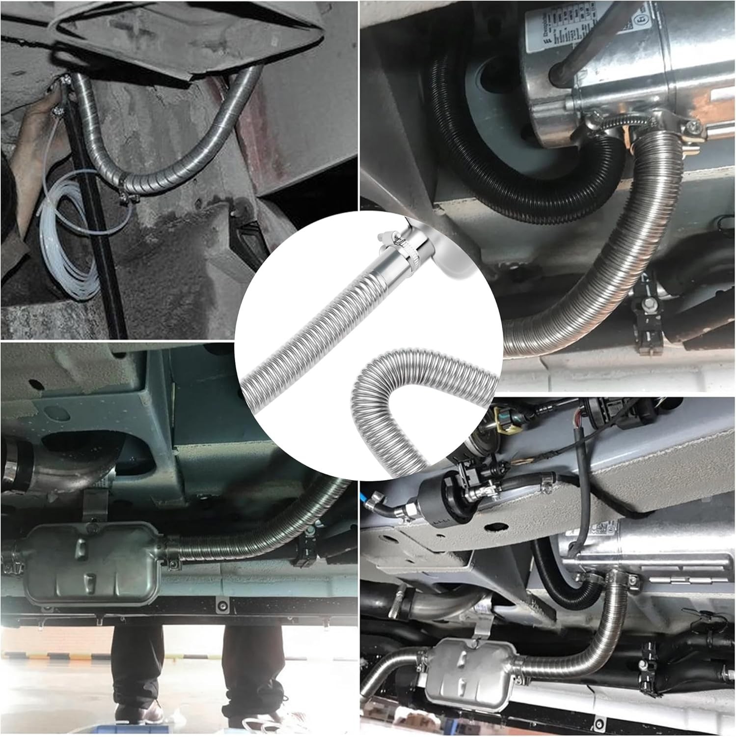 25mm/0.98″ Diesel Heater Exhaust Pipe with Silencer Muffler,Stainless Steel Pipe