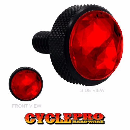 Vivid Black Billet Knurled Thumb Screw Seat Bolt for 99 – 16 Touring Red Gem