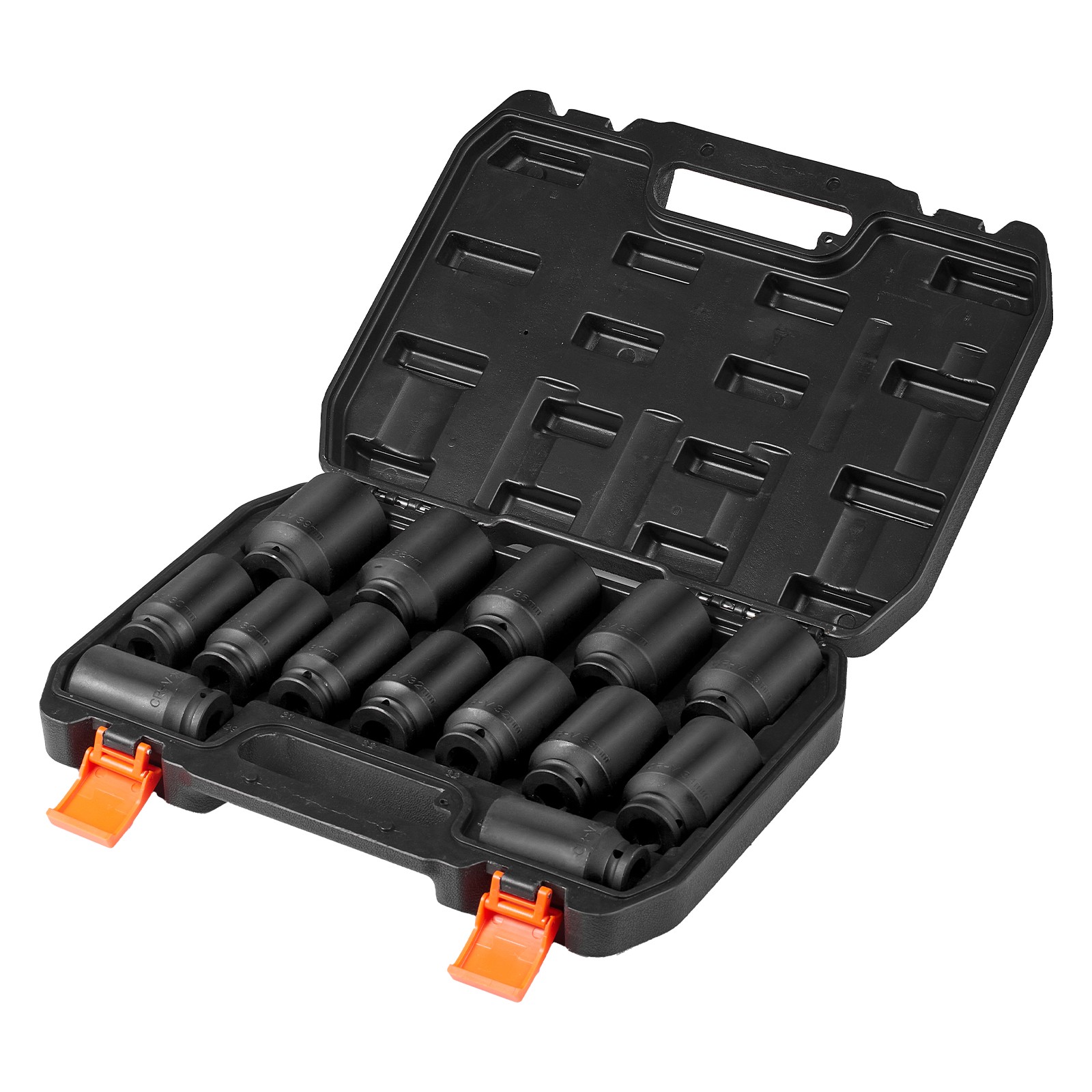 VEVOR Axle Nut Impact Socket Set 1/2″ Drive Deep 6+12-Point 14PCS Metric Socket