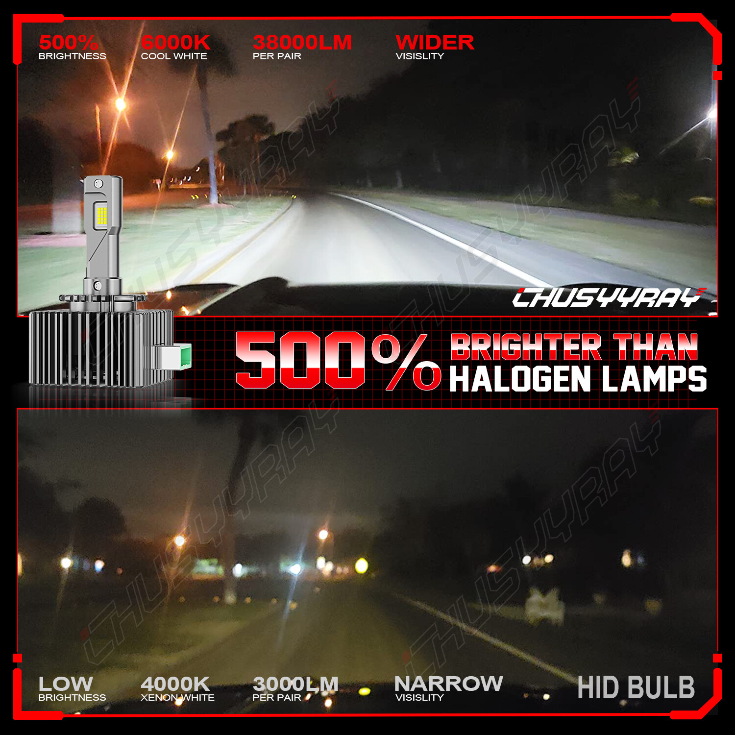 For Cadillac DTS 2006-2011 -4X Xenon LED Headlight Hi/Lo & Fog Light Bulbs