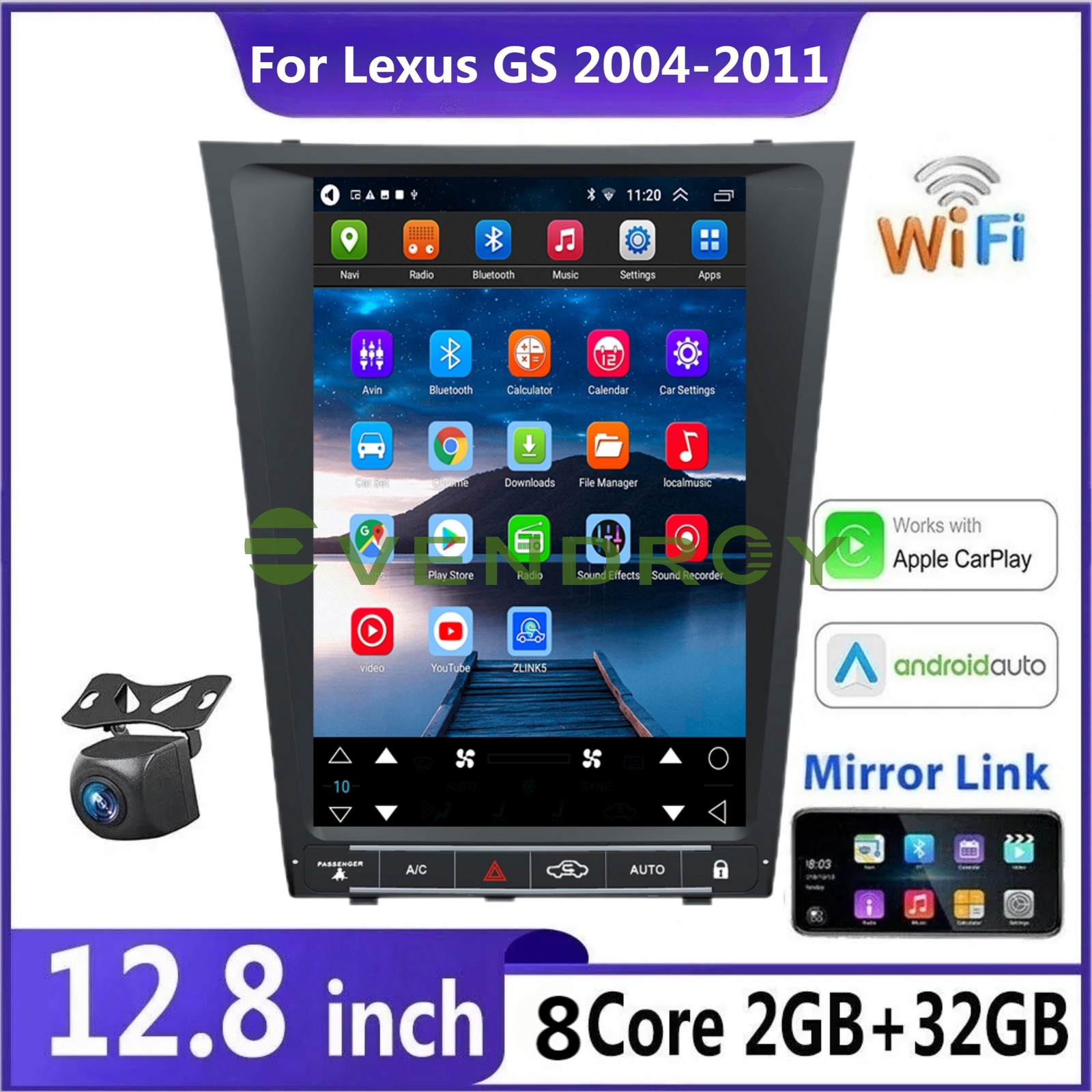 12.8″For Lexus GS300 GS330 GS430 GS450 2004-2011 Car Radio GPS Navigation Stereo