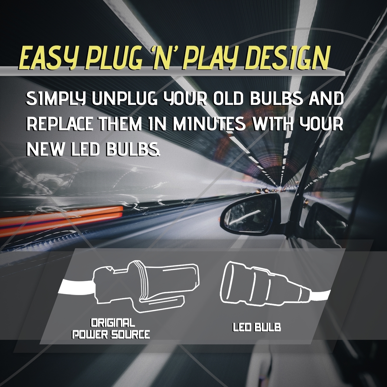 120W 12000LM LED 360 4-Sided Conversion Kit 6000K Headlight Bulbs – 9006 HB4 (C)