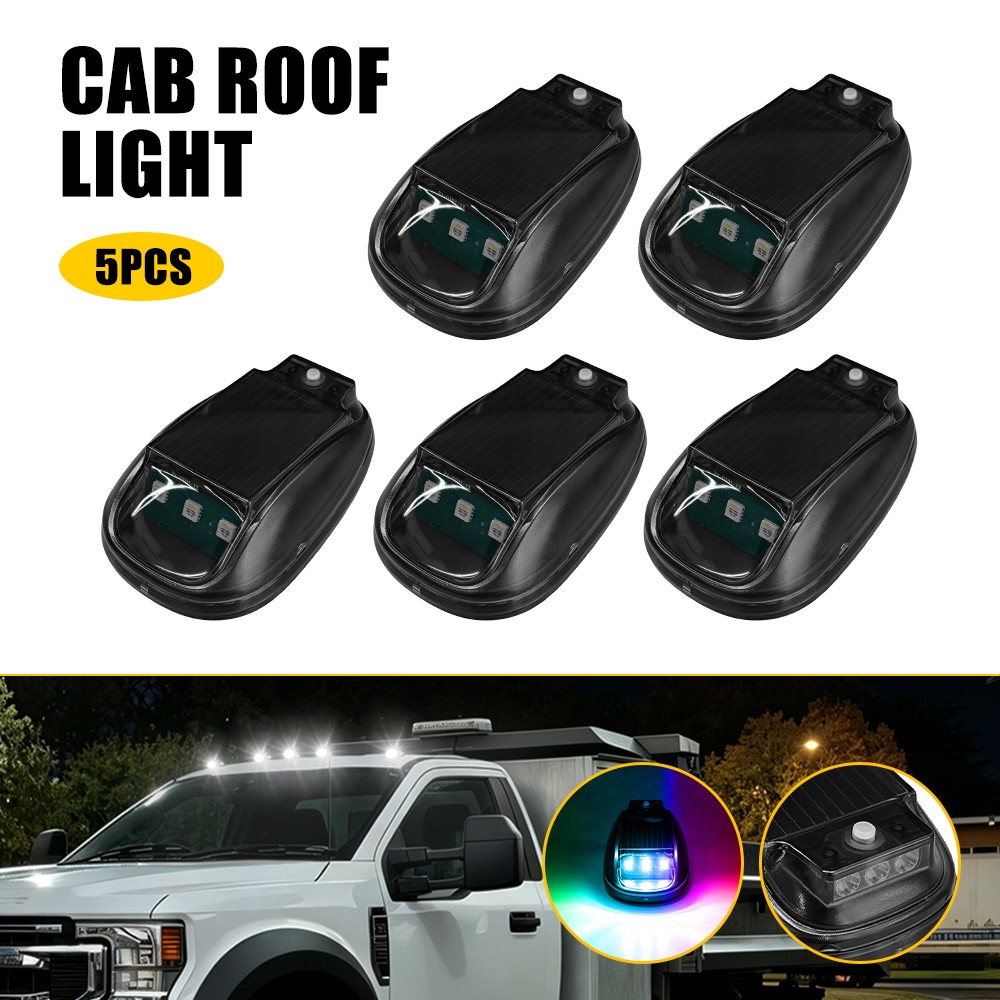 Solar Powered RGB LED Cab Lights Replacement For Truck Trailer 5PcsB-C Charging