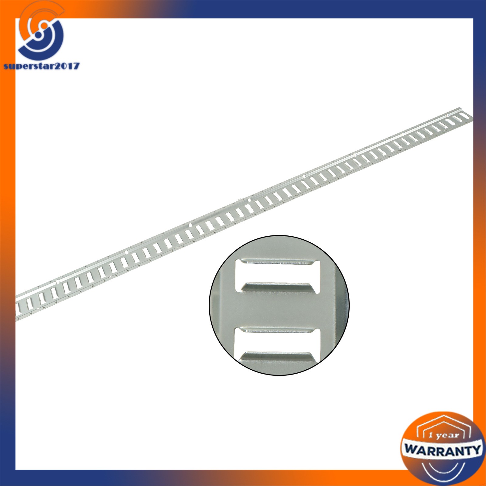 6 Pack 8 Foot Silver E Track Rails, Zinc Plated For Long Cargo Trailer Tie Down