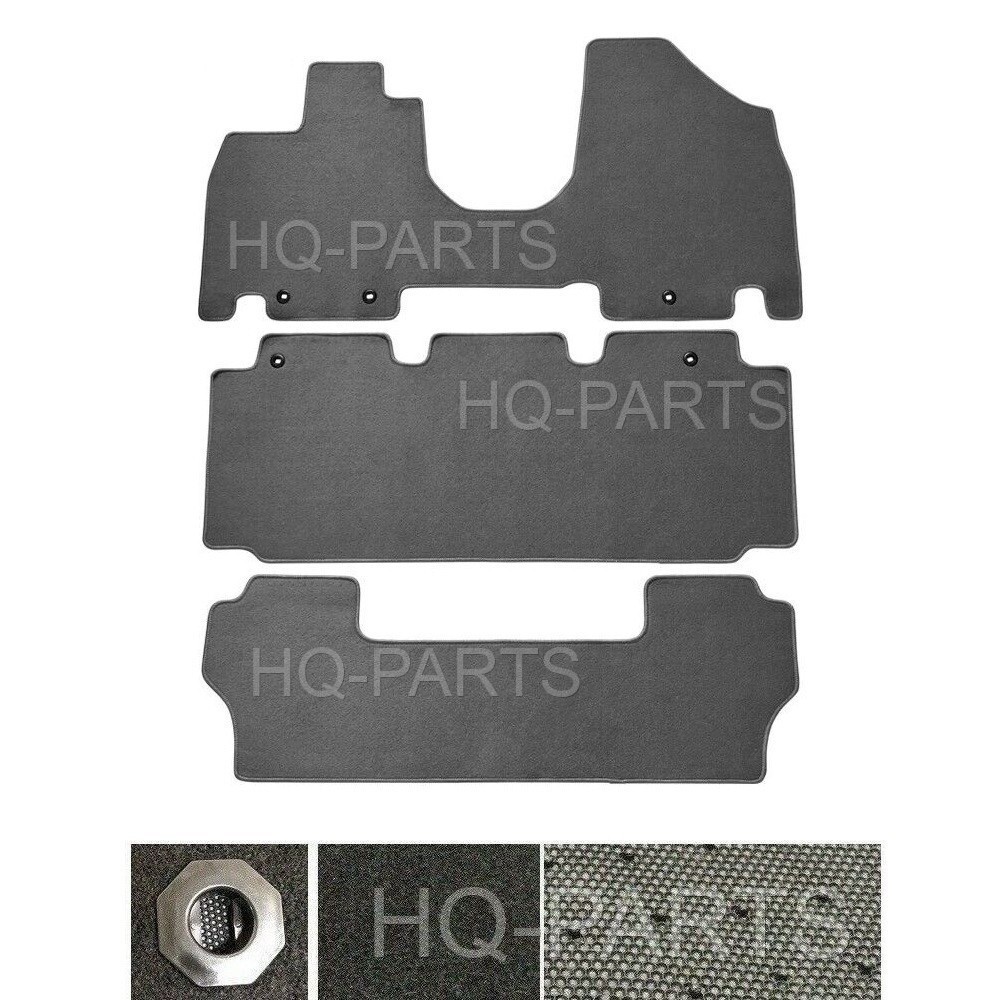 New 3 Pieces Gray Nylon Carpet Floor Mats For 11-17 Honda Odyssey OE Fitment