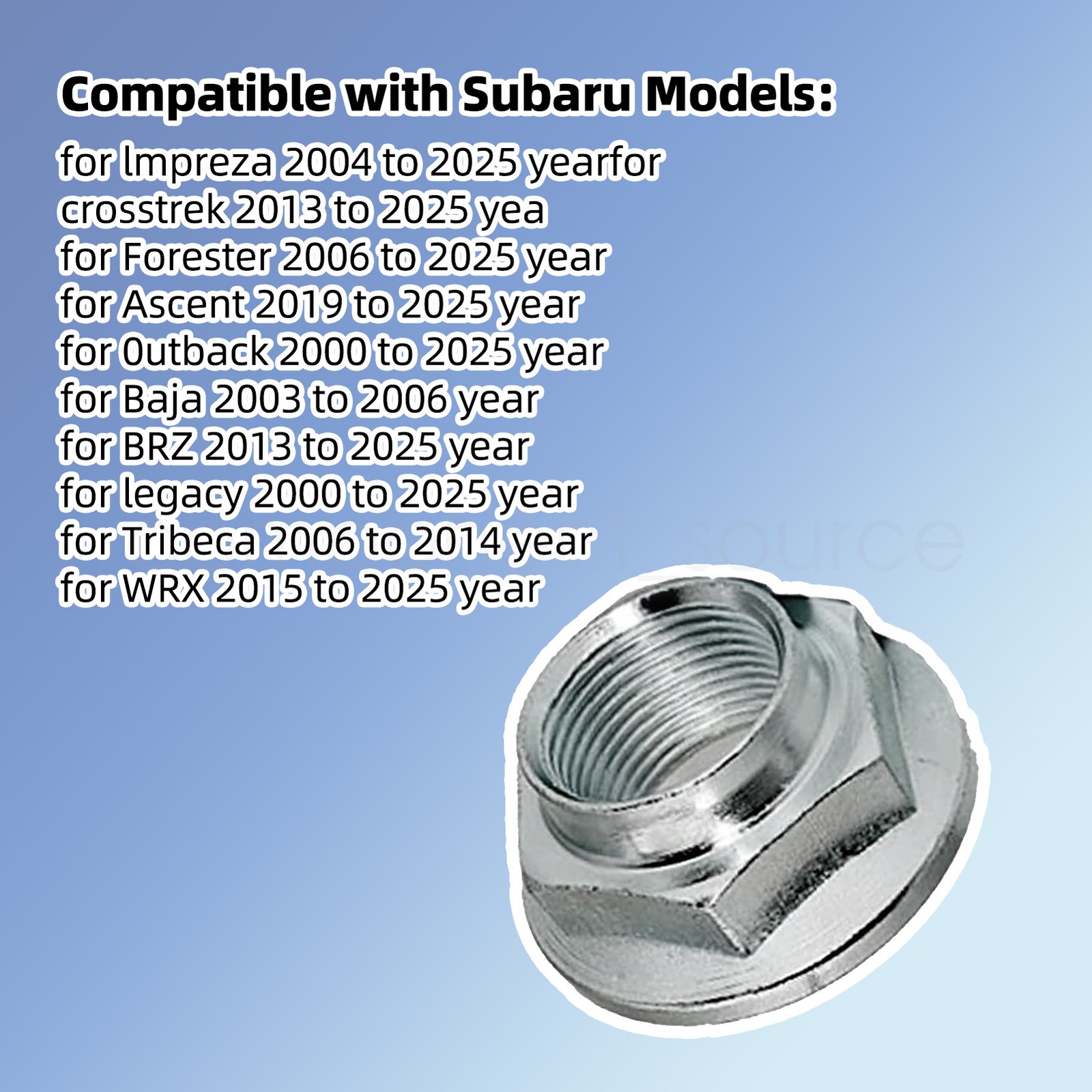 1 PCS Front Transmission Axle Nut For 2000-2025 Subaru 902170049