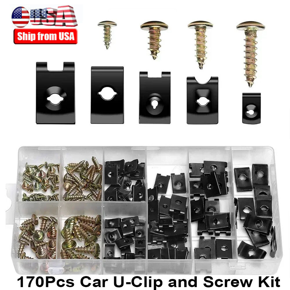 170Pcs Auto U Nut and Screw Clip Replacement Parts for Dash Door Panel Interior