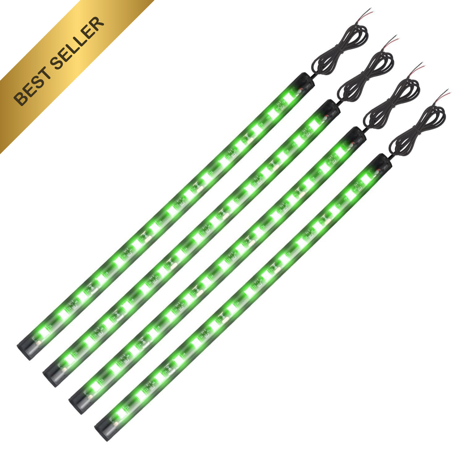 Green LED Strip Lights for Cars 10.6 Inch Waterproof Underglow Lights 4 Pcs