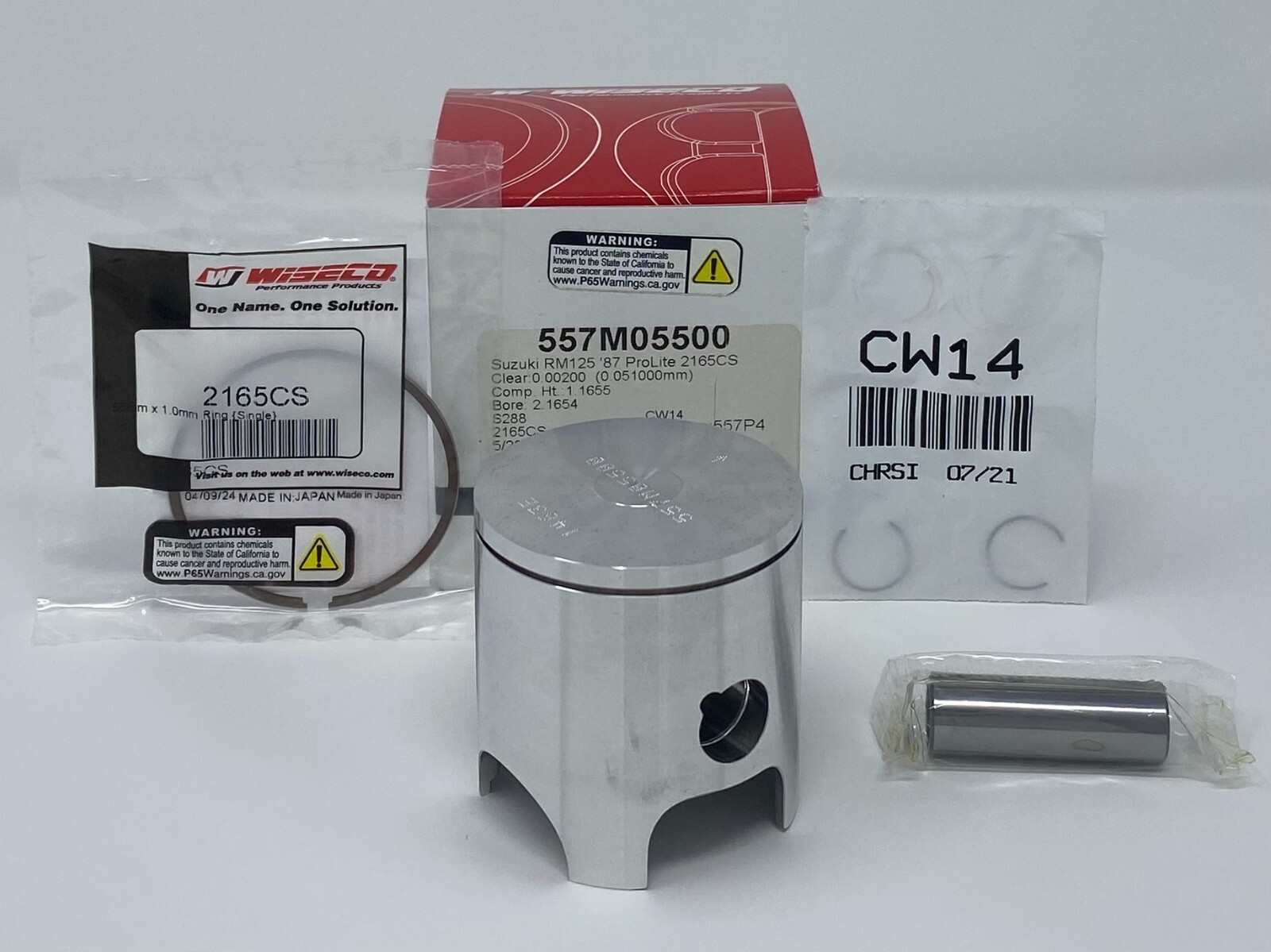 WISECO 557M05500 55.00mm FORGED +1mm OVER PISTON KIT SUZUKI RM125 1987 557P4