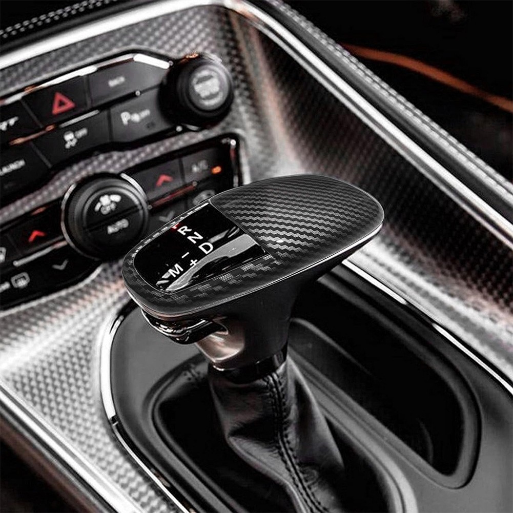 ABS Carbon Fiber Gear Shift Knob Cover Trim For Dodge Charger Challenger 2015-20