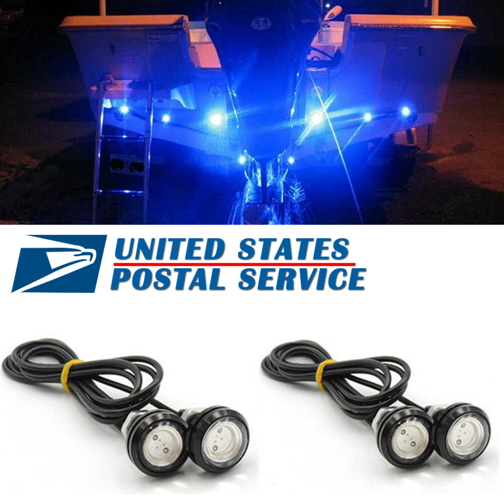 4x Blue LED Boat Light Waterproof Transom Underwater Seadoo RXT-X
