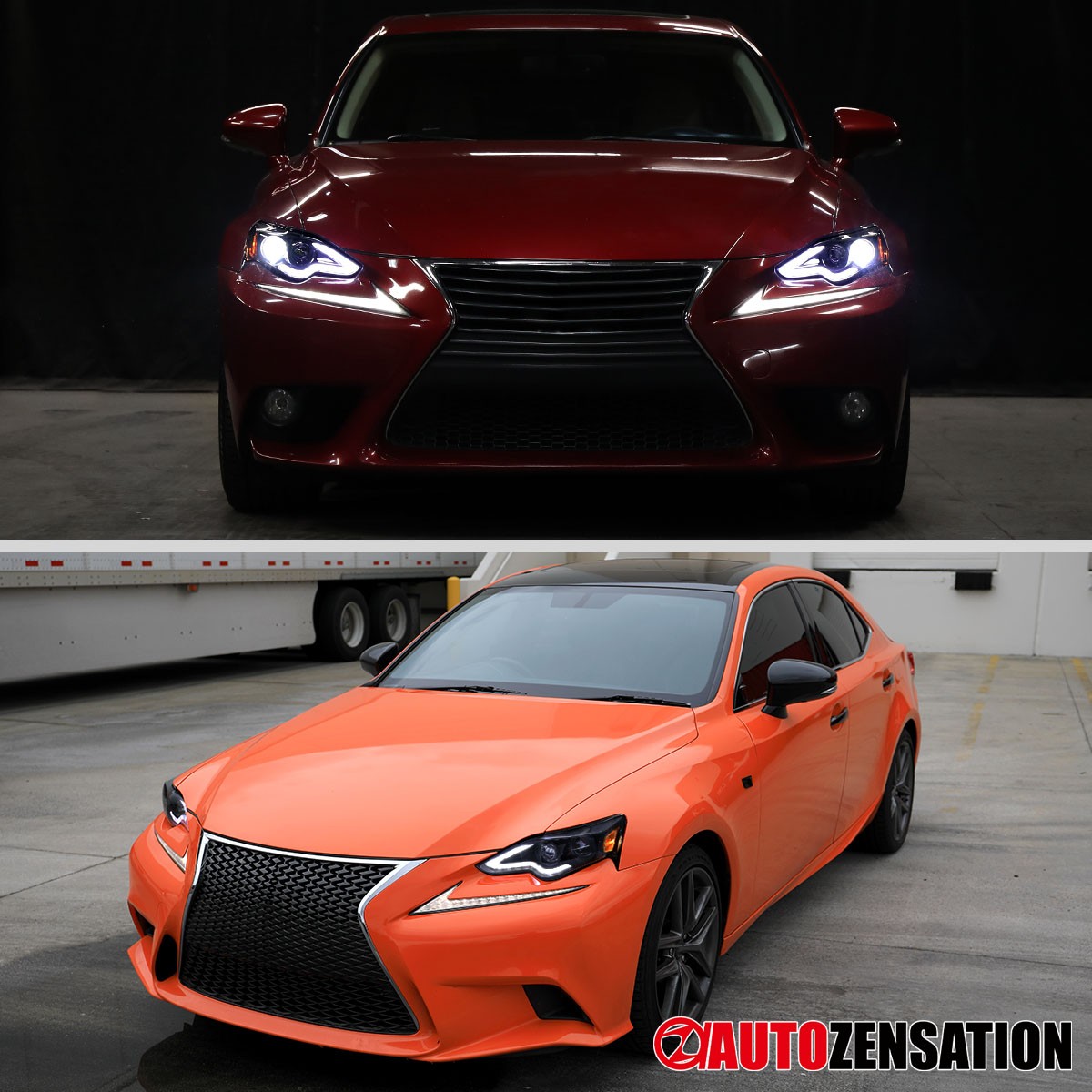 Fit 2014-2016 Lexus IS250 IS350 Smoke Black LED Projector Headlights Lamps 14-16
