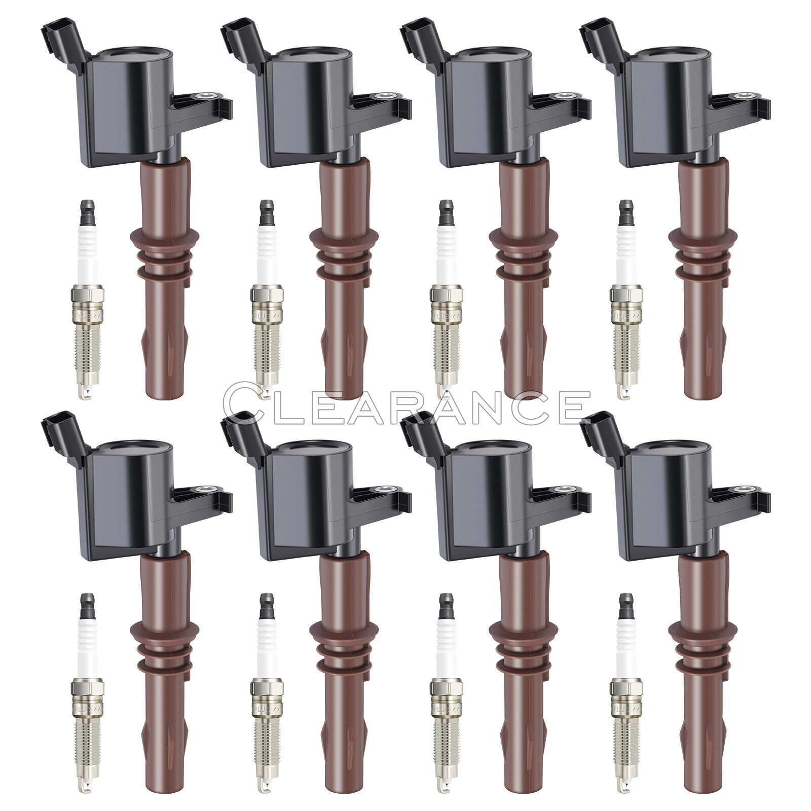 Ignition Coils Brown Boot + 8 Motorcraft SP509 Spark Plugs for Ford DG521