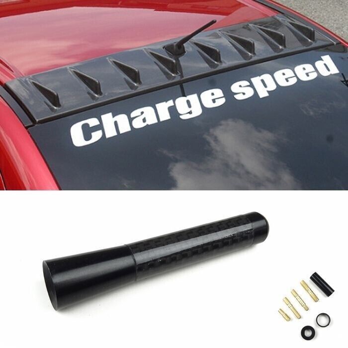 JDM 3″ Inch Polished Black Aluminum/Carbon Fiber Screw-On Radio Antenna