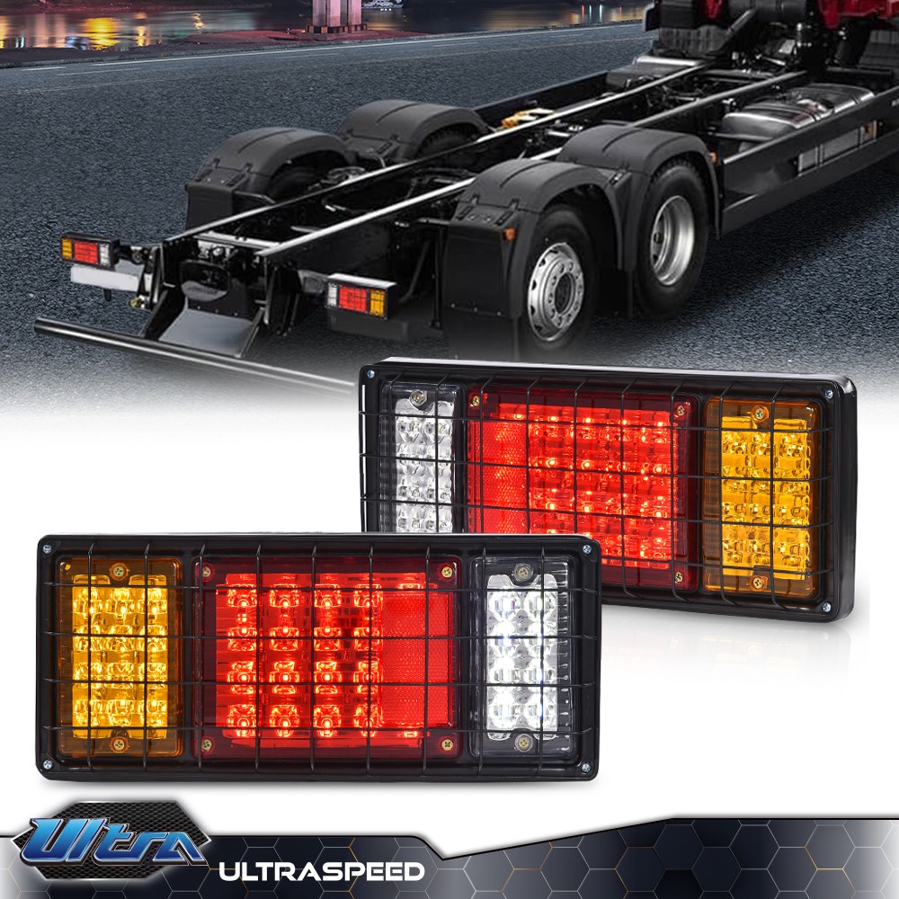 Pair Trailer Tail Light Kit 40 LED Running Brake Turn Signals Reverse lights