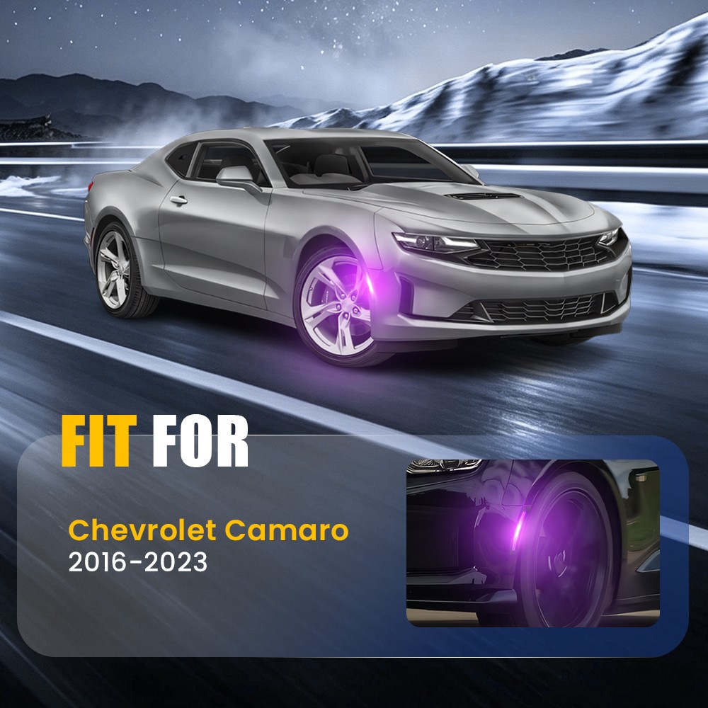 2Pcs Front ABS+PC LED Side Marker Lights For Chevy Camaro 2016 2017 2018-2023 US
