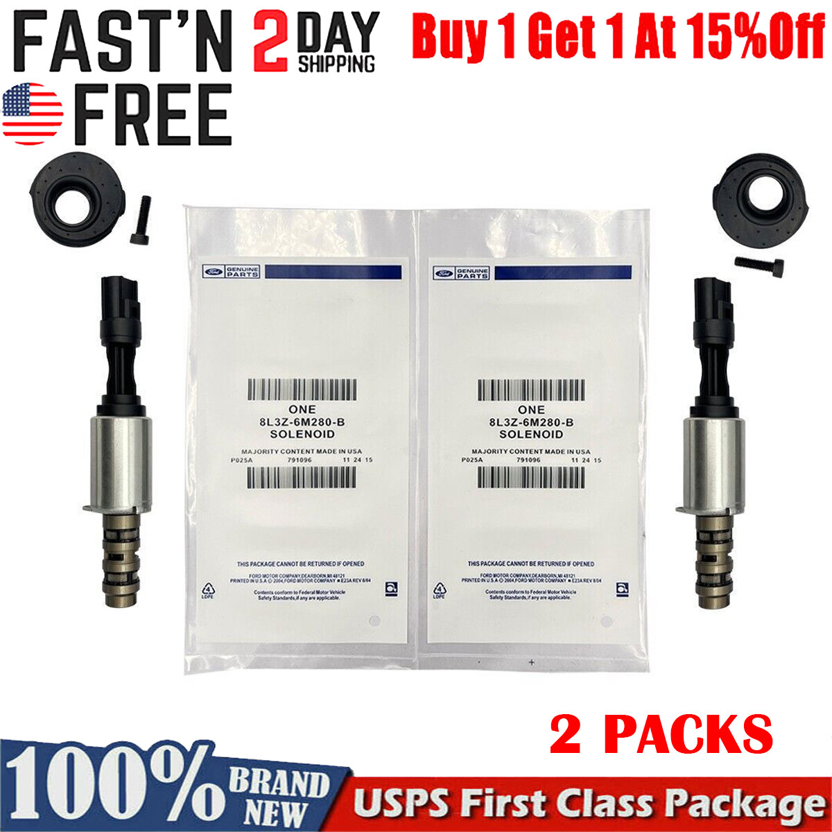 2pcs Genuine VCT Solenoid For 04-10 Ford F-150 Expedition 4.6L 5.4L 8L3Z-6M280-B