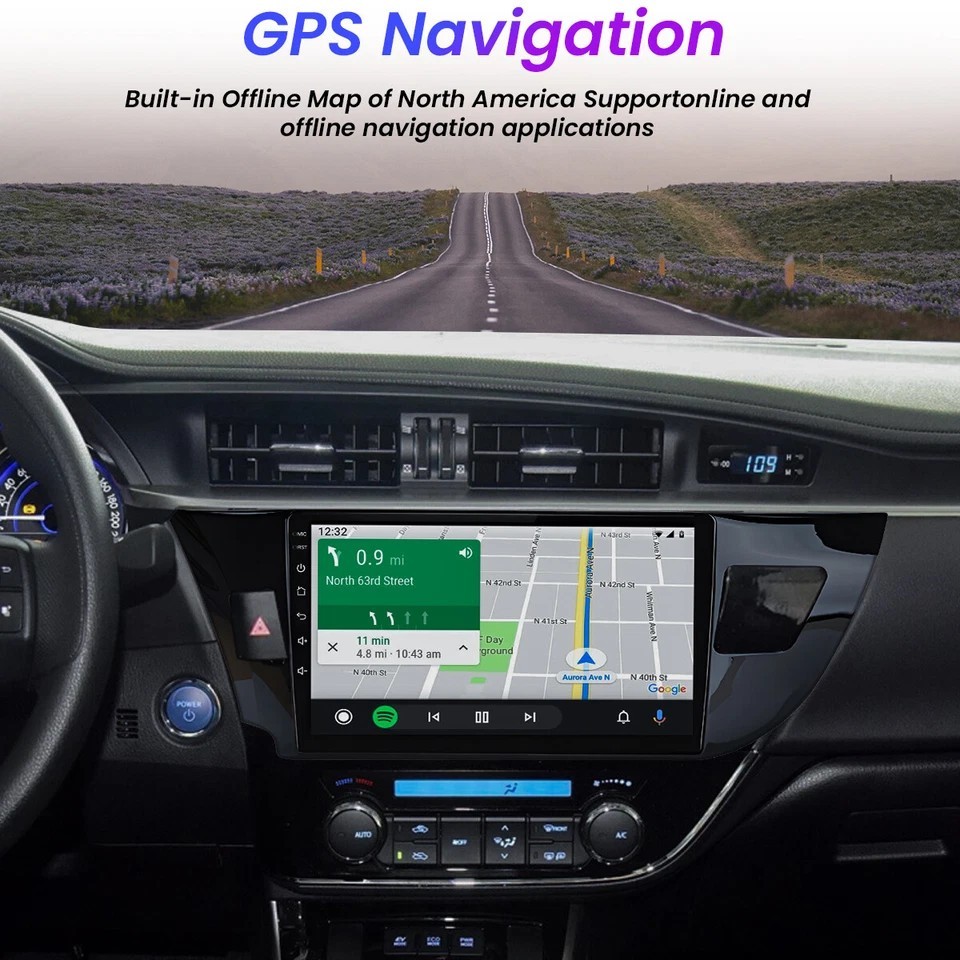 For Toyota Corolla 2014-2016 Apple CarPlay GPS WiFi Android 15 Car Stereo Radio