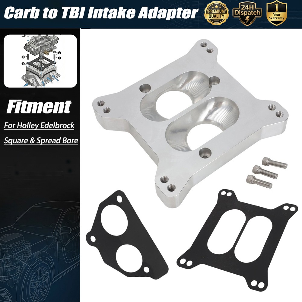 For Holley Edelbrock Carburetor to TBI Intake Adapter 1.7 Dual Plane CNC Aluminu