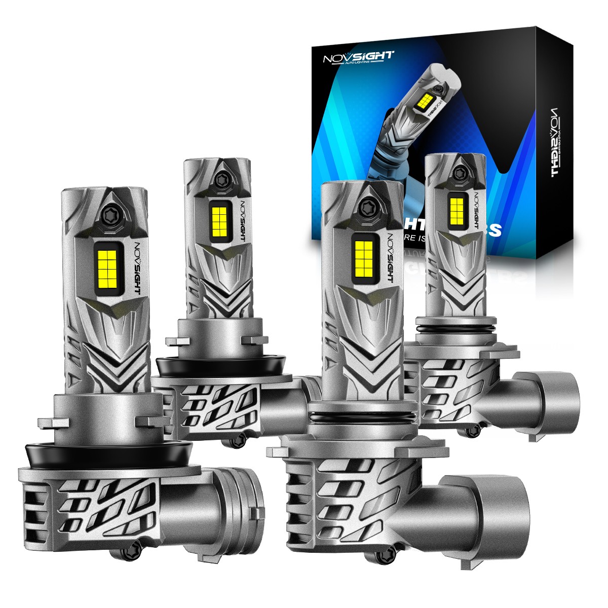 Novsight Combo 9005+H11 LED Headlight Super Bright Bulbs Kit White High/Low Beam