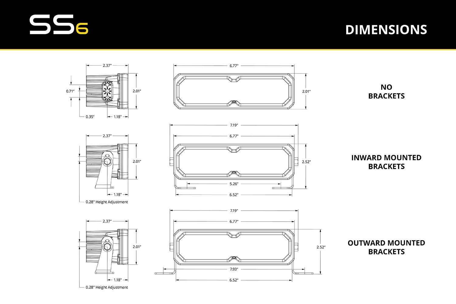 New Pair Diode Dynamics SS6 SAE/DOT White LED Light Bar Sport Combo ABL