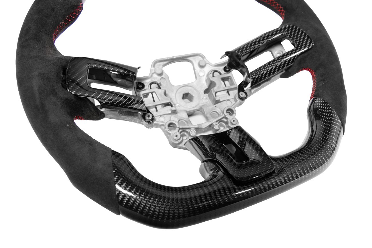 CARBON FIBER ALCANTARA LEATHER STEERING WHEEL BUTTON FOR FORD MUSTANG 2018-2023