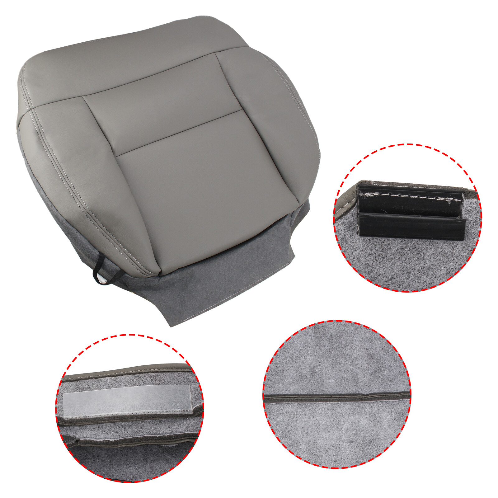 For 2004 To 2008 Ford F-150 Front Driver Passenger Bottom Seat Cover Gray Vinyl