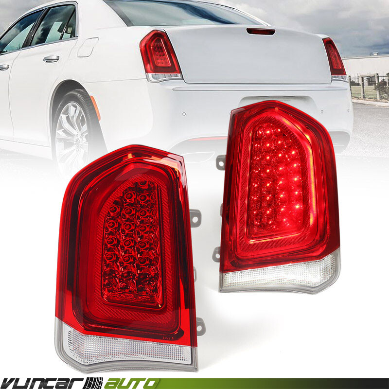 2P For Chrysler 300 2015-2023 Chrome Trim LED Tail Lights Brake Lamps Left Right