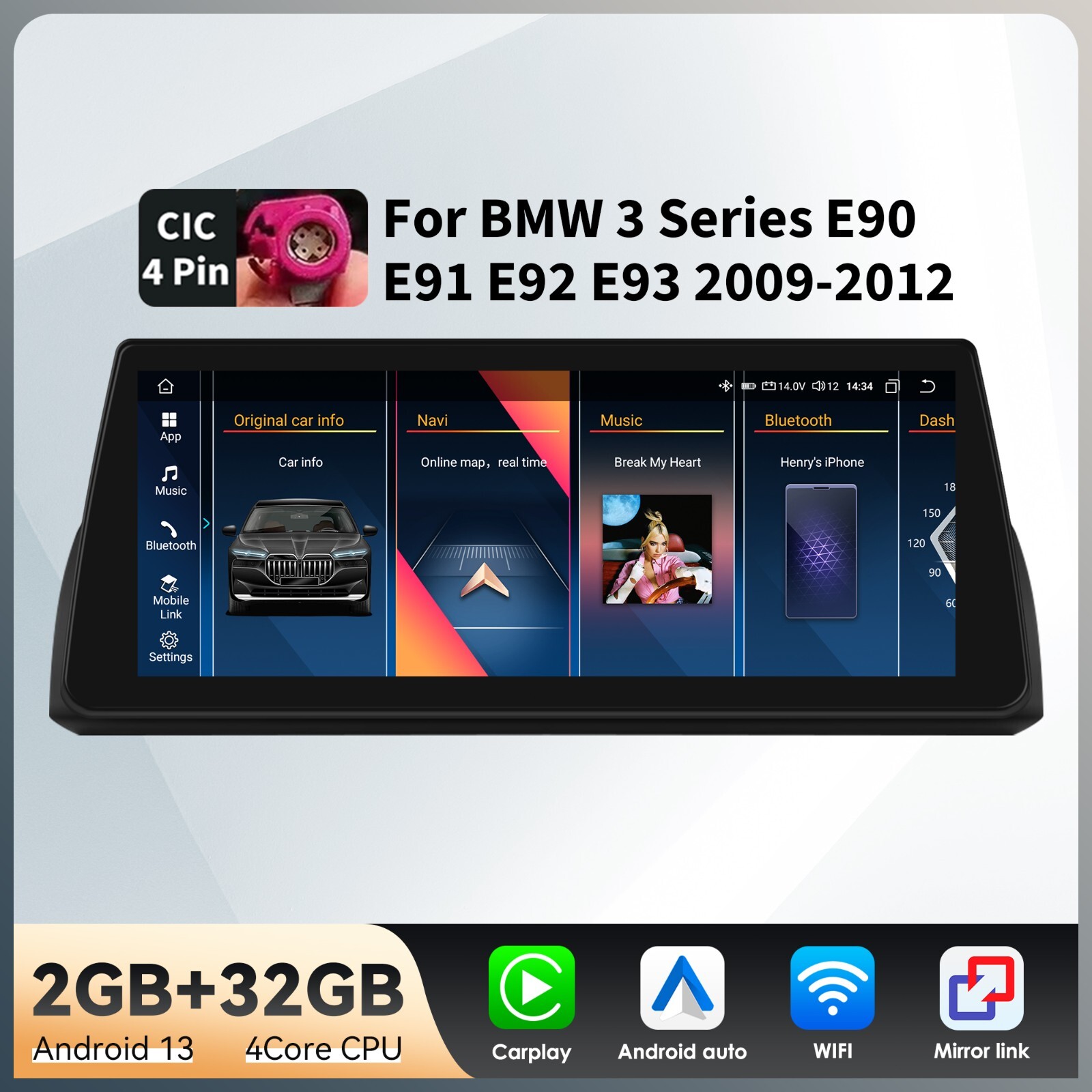 10.25” For BMW 3 E90 M3 328i 335i Android13 Car GPS Stereo Radio CarPlay Idrive